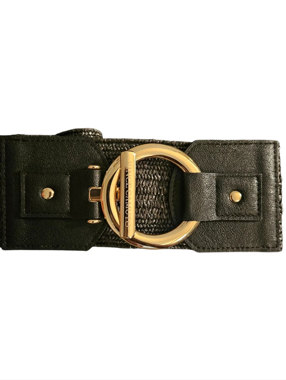 Vince Camuto Black Raffia Stetch Statement Waist Belt Size M/L